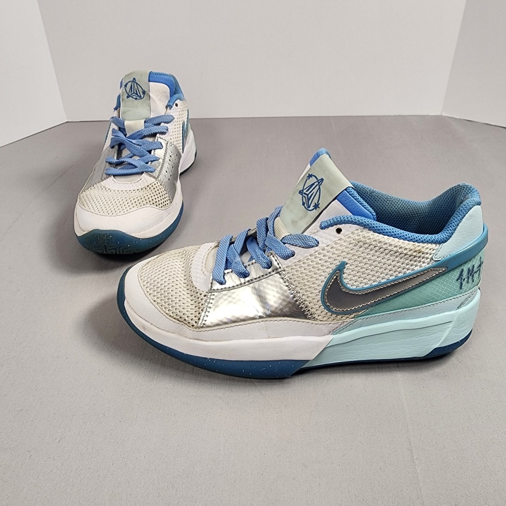 Nike Ja 1 GS Day One Blue White Silver Kids Basketball Shoes FJ1266-400 Size 7Y